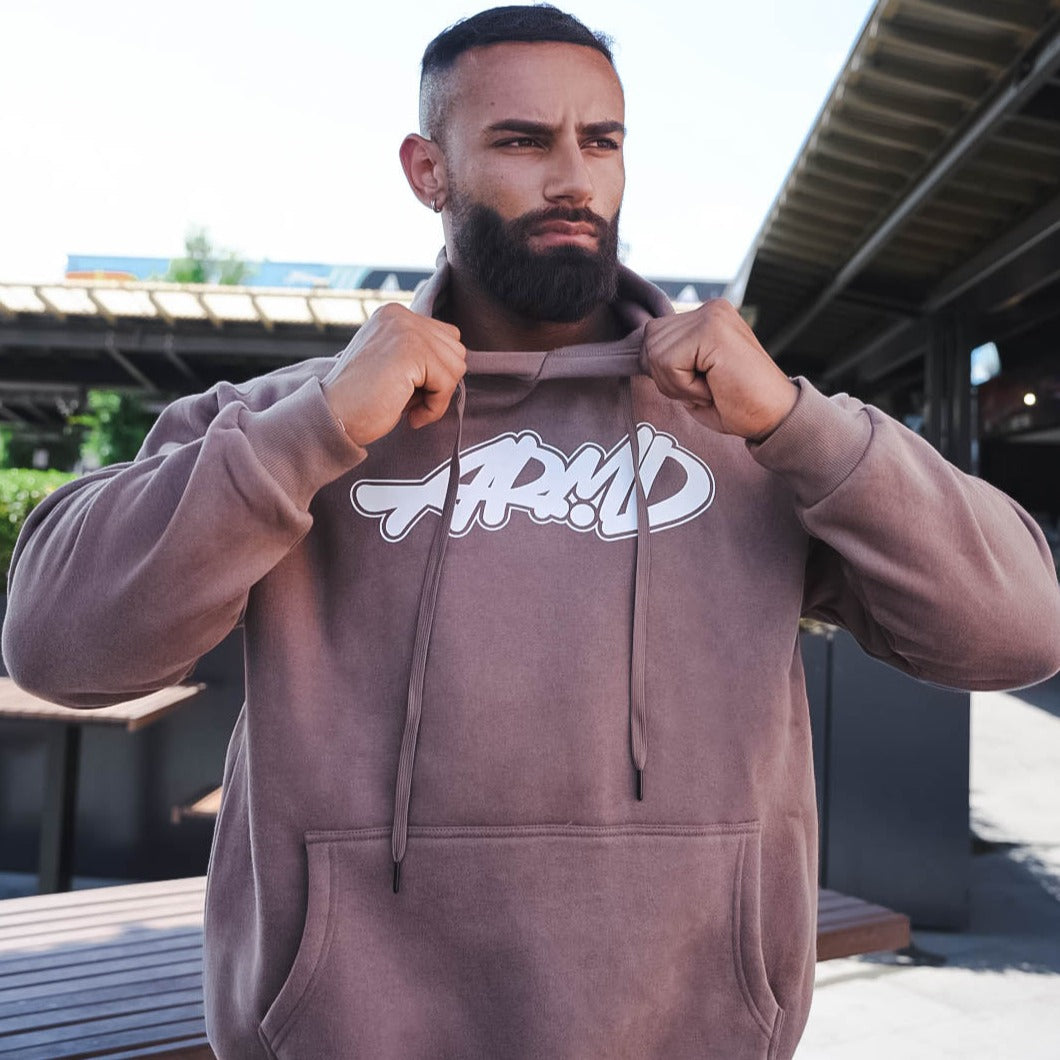 ARMD White Logo Brown Hoodie