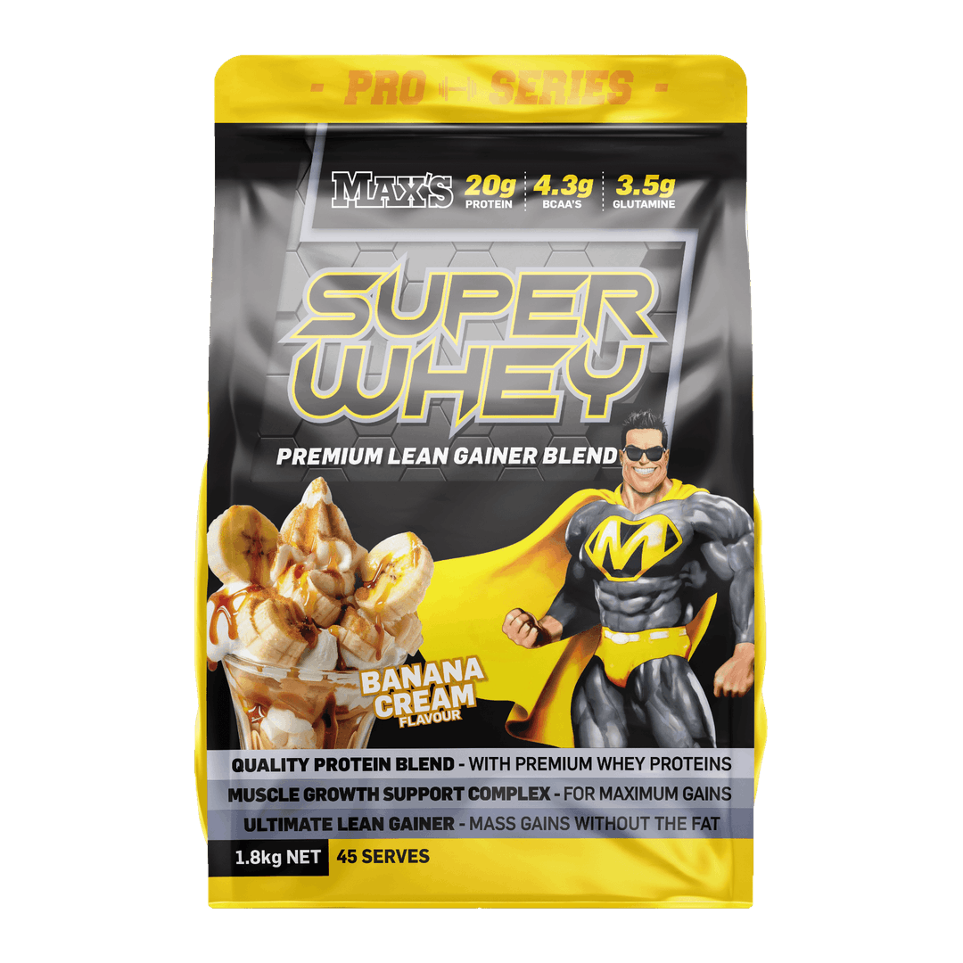 MAX'S Pro Series SuperWhey pouch 1.8kg Banana Cream front