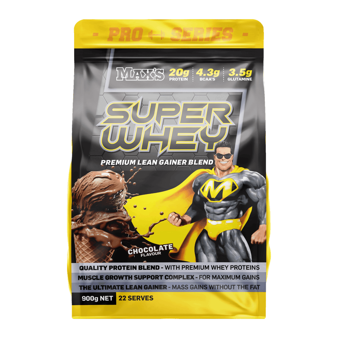 MAX'S Pro Series SuperWhey pouch 900g Chocolate front