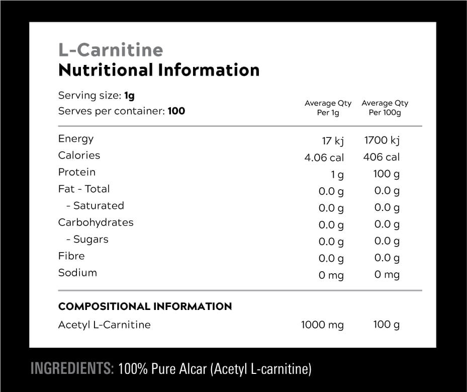 100percent Acetyl L-carnitine